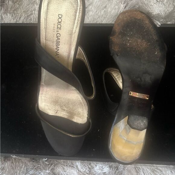 Dolce & gabbana dress shoes clear block heels vintage sandals strappy open toe - Picture 9 of 11